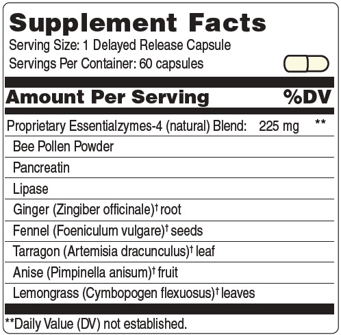 Essentialzymes-4 White Capsule Supplement Facts