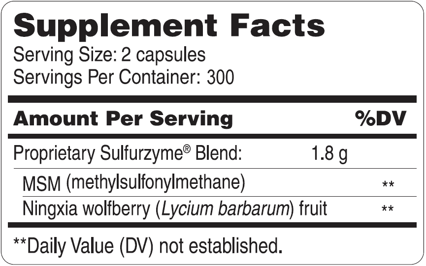 Sulfurzyme Capsules Supplement Facts